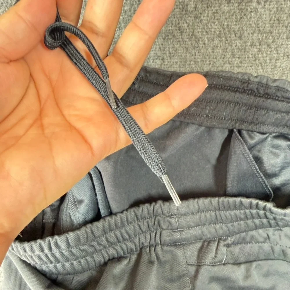 Adidas Mens Track Pants Charcoal Grey 3-Stripe Athletic Training Size Large